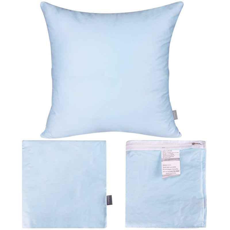 Thmyo 4-Pack 100% Cotton Comfortable Solid Decorative Throw Pillow Case, Square Cushion Cover Pillowcase Sublimation Blank Pillow Covers DIY Throw Pillowcase for Sofa(16x16 inch/ 40x40cm,Light Blue) - Image 5